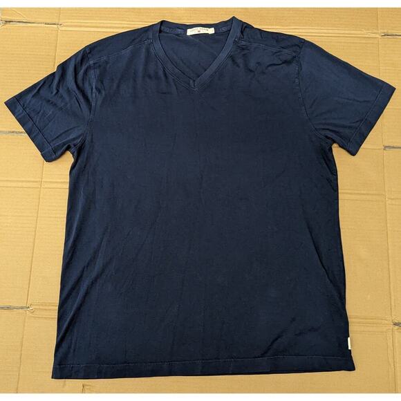 AGAVE DENIM Large Tshirt Supima Vneck Tee Short Sleeve‎ Navy Blue - Picture 1 of 9